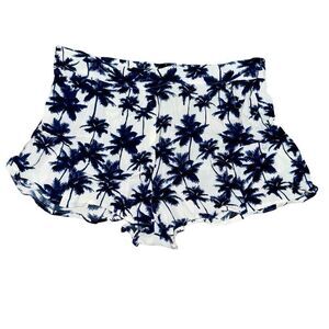Forever 21 White and Blue Palm Tree Tropical Shorts Lightweight elastic waist M